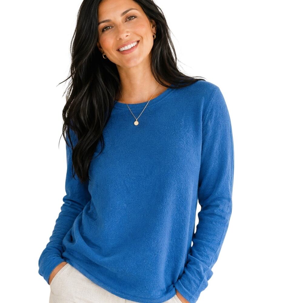 Nieman Marcus Cashmere Collection Sweater Womens Large Electric Blue Crewneck